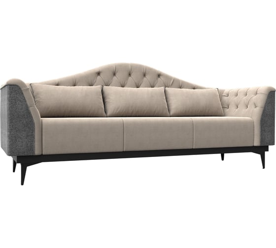 Прямой диван Лига диванов Флорида основа рогожка бежевая, компаньон рогожка серая 112372 1