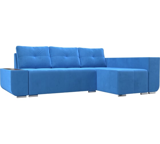 Угловой диван Лига диванов Амадэус Люкс правый полностью велюр голубой 109709 1