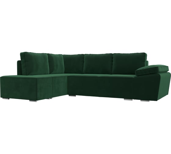 Угловой диван Лига диванов Хьюго угол левый полностью велюр зеленый 101243L 1
