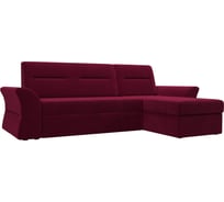 Угловой диван Лига диванов Клайд правый полностью микровельвет бордовый 109511