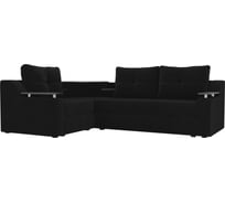 Угловой диван Лига диванов Тесей левый полностью велюр черный 107618L