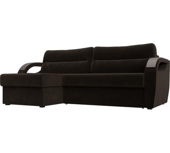 Угловой диван Лига диванов Форсайт левый полностью микровельвет коричневый 100783L 1