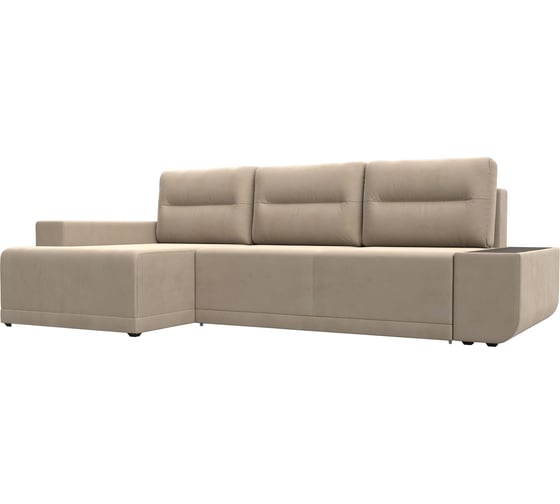 Угловой диван Лига диванов Чикаго левый полностью велюр бежевый 110728L 1