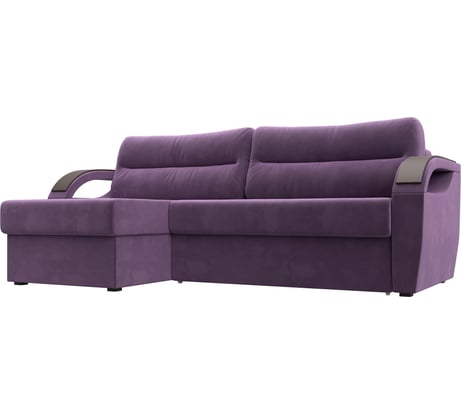 Угловой диван Лига диванов Форсайт левый полностью микровельвет сиреневый 111584L