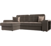 Угловой диван Лига диванов Брюссель левый полностью велюр коричневый 110651L