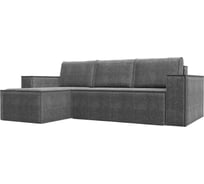 Угловой диван Лига диванов Куба левый полностью рогожка серая 108661L