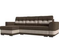 Угловой диван Лига диванов Честер левый основа рогожка коричневая, компаньон рогожка бежевая 100027L