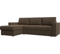 Угловой диван Лига диванов Траумберг левый полностью рогожка коричневая 28330L