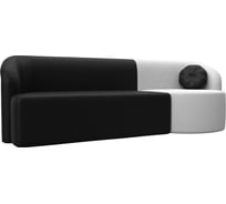 Прямой диван Лига диванов Лига-027 угол правый основная часть экокожа черная, угловая часть экокожа белая, подушка экокожа черная 119524