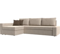 Угловой диван Лига диванов Версаль левый полностью рогожка бежевая, подушки рогожка БЕЖ/кор 29477L