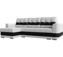 Угловой диван Лига диванов Честер левый основа экокожа белая, компаньон экокожа черная 110159L