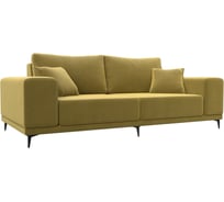 Прямой диван Лига диванов Льюес полностью микровельвет желтый 108602