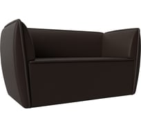 Прямой диван Лига диванов Бергамо 2-х местный полностью экокожа коричневая 112078