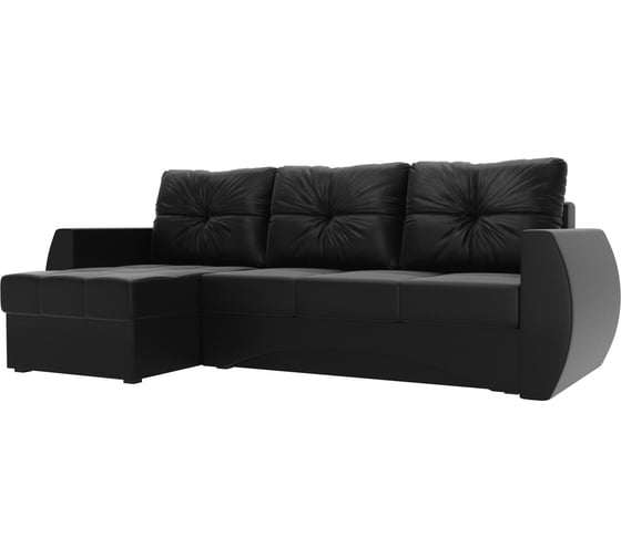 Угловой диван Лига диванов Сатурн левый полностью экокожа черная 27987L 1