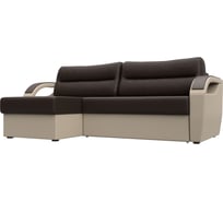 Угловой диван Лига диванов Форсайт левый основа экокожа коричневая, компаньон экокожа бежевая 111664L