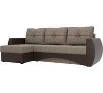 Угловой диван Лига диванов Сатурн левый основа рогожка Корфу 03, компаньон экокожа коричневая 101073L