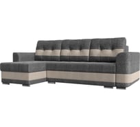 Угловой диван Лига диванов Честер левый основа рогожка серая, компаньон рогожка бежевая 100029L