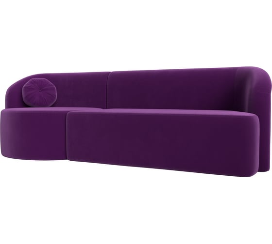 Прямой диван Лига диванов Лига-027 угол левый полностью микровельвет фиолетовый 119553L 1
