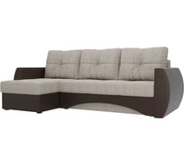 Угловой диван Лига диванов Сатурн левый основа рогожка Корфу 02, компаньон экокожа коричневая 101071L