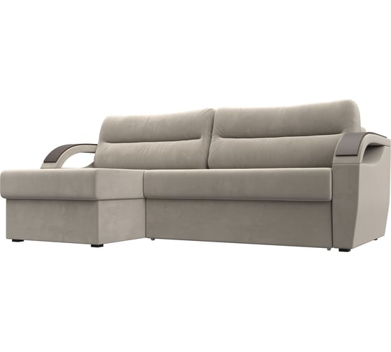 Угловой диван Лига диванов Форсайт левый полностью микровельвет бежевый 100778L 1