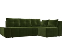 Угловой диван Лига диванов Амадэус правый угол микровельвет зеленый 109692