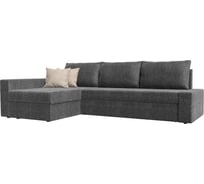 Угловой диван Лига диванов Версаль левый полностью рогожка серая, подушки рогожка СЕР/беж 29475L