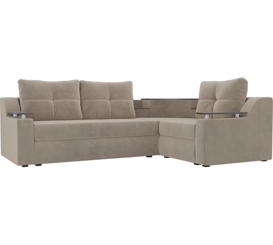 Угловой диван Лига диванов Тесей правый полностью велюр бежевый 107611 1