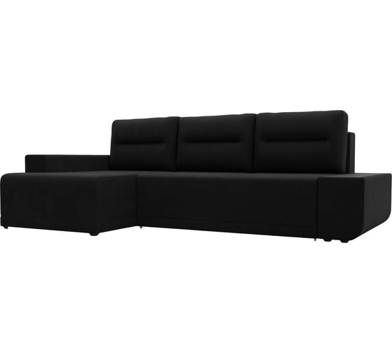 Угловой диван Лига диванов Чикаго левый полностью микровельвет черный 110753L 1