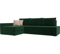 Угловой диван Лига диванов Версаль левый полностью велюр зеленый, подушки велюр ЗЕЛ/беж 105814L