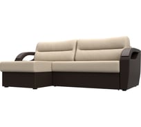 Угловой диван Лига диванов Форсайт левый основа экокожа бежевая, компаньон экокожа коричневая 111662L