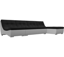 Угловой модульный диван Лига диванов Монреаль основа микровельвет черный, компаньон экокожа белая 111515