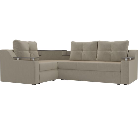 Угловой диван Лига диванов Тесей левый полностью микровельвет бежевый 107619L 1