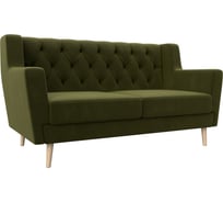 Прямой диван Лига диванов Брайтон 2 Люкс полностью микровельвет зеленый 108949