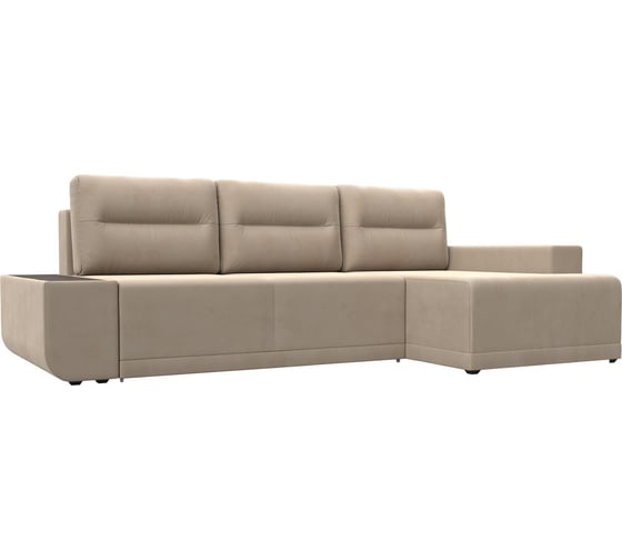 Угловой диван Лига диванов Чикаго правый полностью велюр бежевый 110728 1