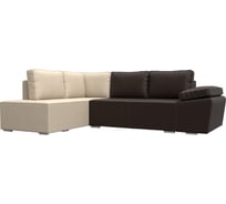 Угловой диван Лига диванов Хьюго угол левый экокожа коричневая/коричневая/черная 101270L