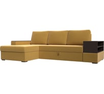 Угловой диван Лига диванов Орландо угол левый полностью микровельвет желтый 114567L