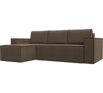 Угловой диван Лига диванов Куба левый полностью рогожка коричневая 108660L