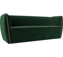 Прямой диван Лига диванов Бергамо 3-х местный полностью велюр зеленый, кант велюр коричневый 112089