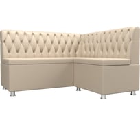 Кухонный угловой диван Лига диванов Мирта правый полностью экокожа бежевая 107605