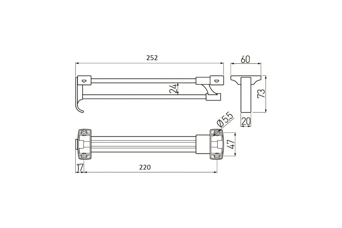 Выдвижная штанга GTV PRESTIGE L-252 мм. WW-WSD250-01 - выгодная цена ...