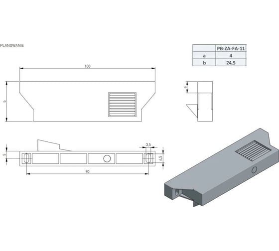 Поводок для внутреннего ящика GTV 11 мм (для AxisPro и Модерн Бокс Pro) PB-ZA-FA-11
