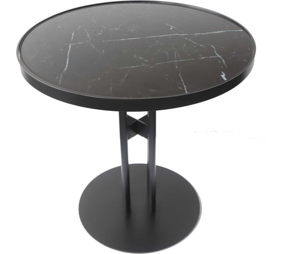 Кофейный столик Левша Votum 600x600, черный/стекло черный мрамор У8А-1030