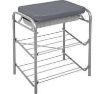 Банкетка для обуви InHome 440x330x516мм 2 полки, мягкое сиденье, ящик серый/серый БПИ1/С