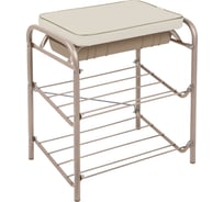 Банкетка для обуви InHome 440x330x516мм 2 полки, мягкое сиденье, ящик металлик/слон.кость БПИ1/Б