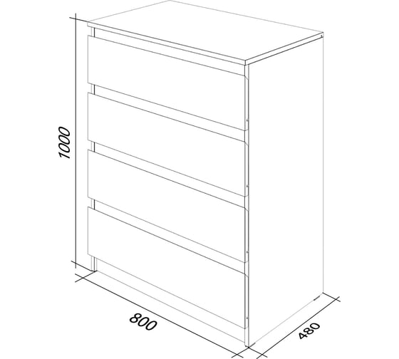 Комод ФЕЛИКС Мальт 80 см, 4 ящика, дуб сонома пк-оби-кд80х48я4-в1-966