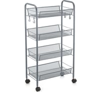 Этажерка 4-х ярусная UNISTOR wendy на колёсиках, с глубокими корзинками, серая 210907
