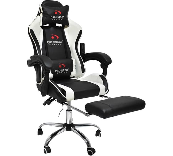 Вибромассажное кресло Сalviano AVANTI ULTIMATO black/white/black с подножкой 2073009500122