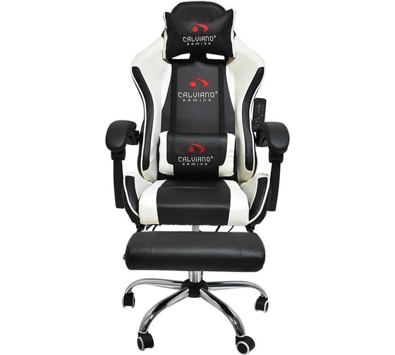 Вибромассажное кресло Сalviano AVANTI ULTIMATO black/white/black с подножкой 2073009500122