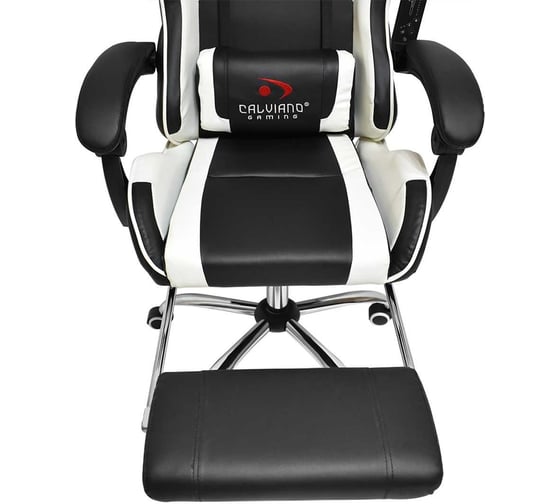 Вибромассажное кресло Сalviano AVANTI ULTIMATO black/white/black с подножкой 2073009500122