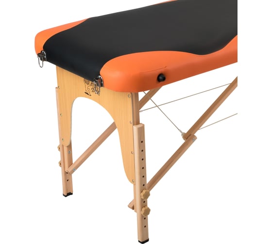 Массажный стол Atlas Sport складной 2-с 60 см деревянный, черно-оранжевый 2071000016061